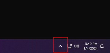 System tray arrow