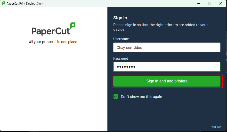Sign in and add printers